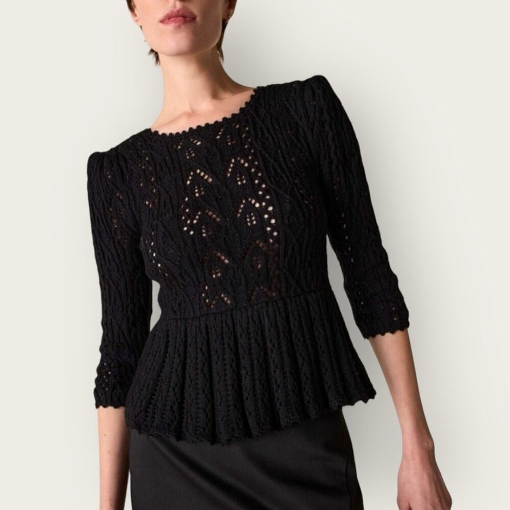 NWT | St. Roche | Knit Peplum Top | Black | Medium